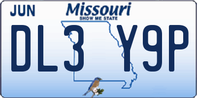MO license plate DL3Y9P
