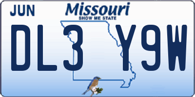 MO license plate DL3Y9W