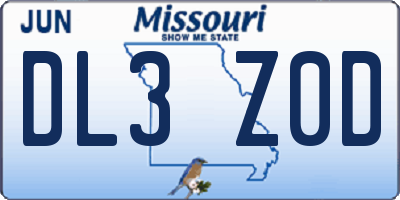 MO license plate DL3Z0D