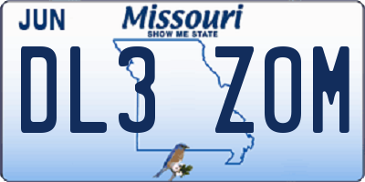 MO license plate DL3Z0M