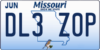 MO license plate DL3Z0P