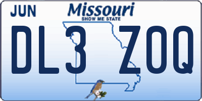 MO license plate DL3Z0Q