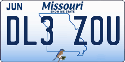 MO license plate DL3Z0U