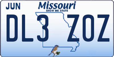 MO license plate DL3Z0Z