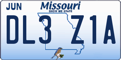 MO license plate DL3Z1A
