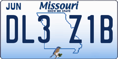 MO license plate DL3Z1B