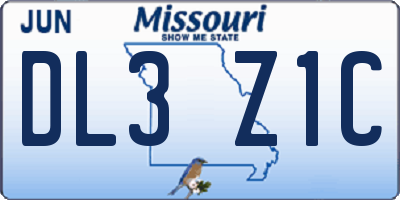 MO license plate DL3Z1C