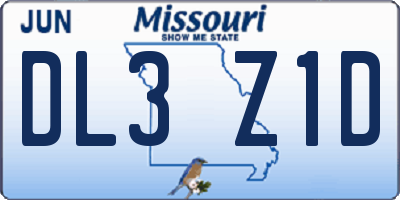 MO license plate DL3Z1D