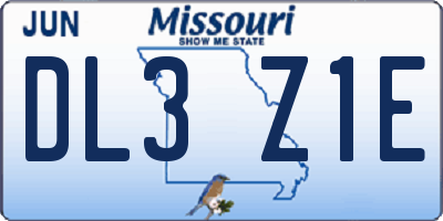 MO license plate DL3Z1E