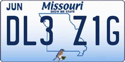 MO license plate DL3Z1G