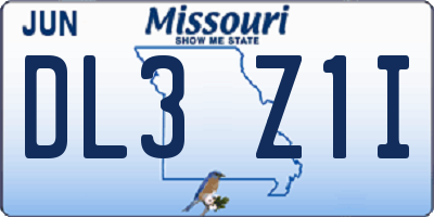 MO license plate DL3Z1I