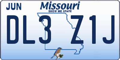 MO license plate DL3Z1J