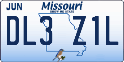 MO license plate DL3Z1L