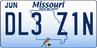 MO license plate DL3Z1N