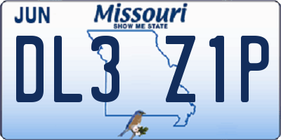 MO license plate DL3Z1P