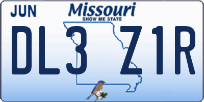MO license plate DL3Z1R