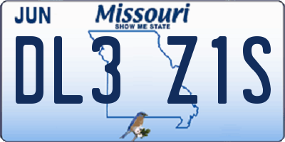 MO license plate DL3Z1S