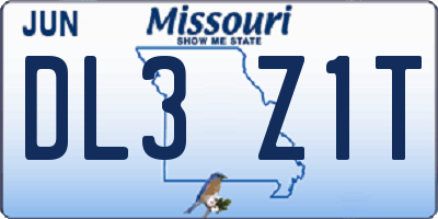 MO license plate DL3Z1T