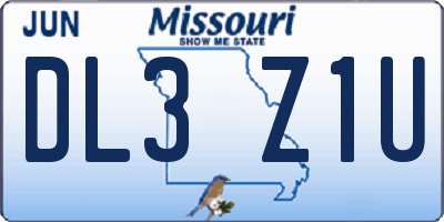 MO license plate DL3Z1U