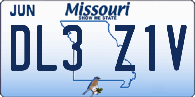 MO license plate DL3Z1V