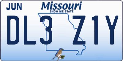 MO license plate DL3Z1Y
