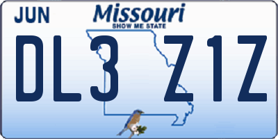 MO license plate DL3Z1Z