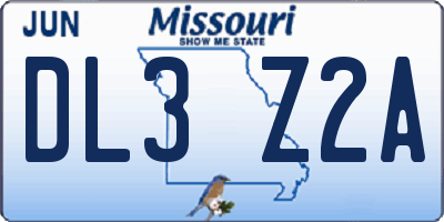 MO license plate DL3Z2A
