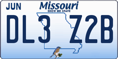MO license plate DL3Z2B