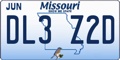 MO license plate DL3Z2D