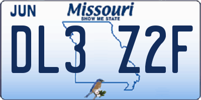 MO license plate DL3Z2F