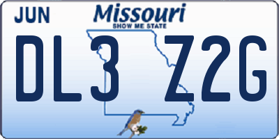 MO license plate DL3Z2G