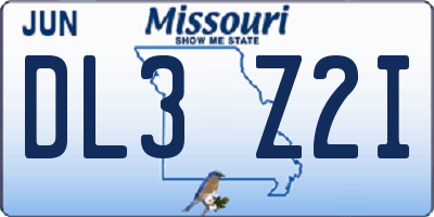 MO license plate DL3Z2I