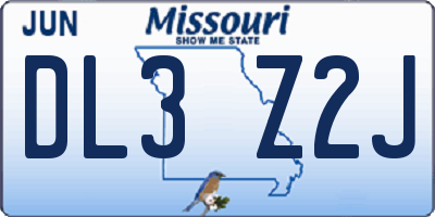 MO license plate DL3Z2J