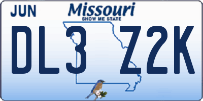 MO license plate DL3Z2K