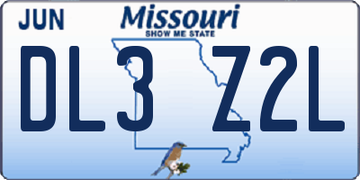 MO license plate DL3Z2L