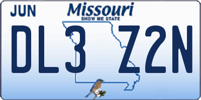 MO license plate DL3Z2N