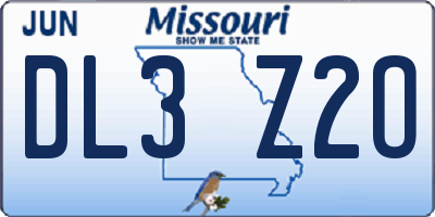 MO license plate DL3Z2O