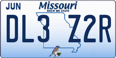 MO license plate DL3Z2R