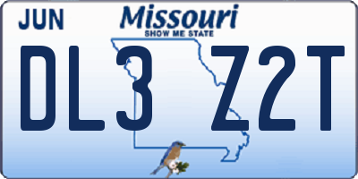 MO license plate DL3Z2T