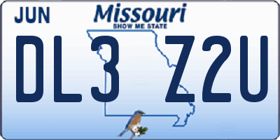 MO license plate DL3Z2U