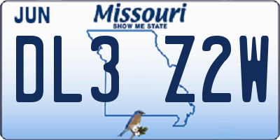 MO license plate DL3Z2W