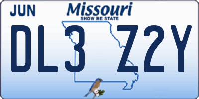 MO license plate DL3Z2Y