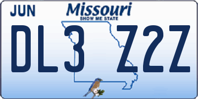 MO license plate DL3Z2Z