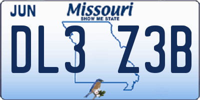 MO license plate DL3Z3B