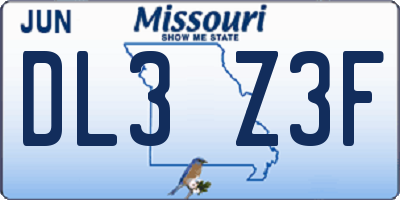 MO license plate DL3Z3F