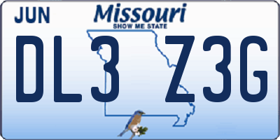 MO license plate DL3Z3G