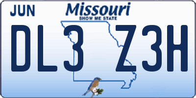 MO license plate DL3Z3H
