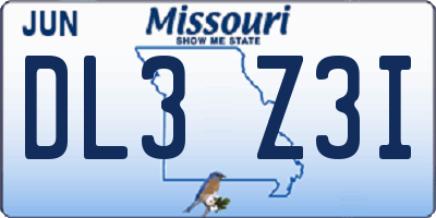 MO license plate DL3Z3I