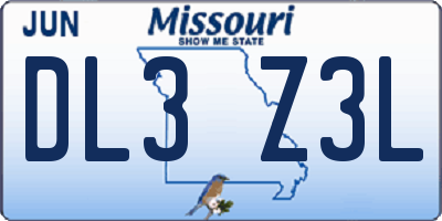 MO license plate DL3Z3L