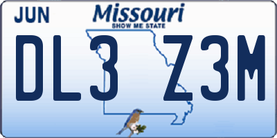 MO license plate DL3Z3M